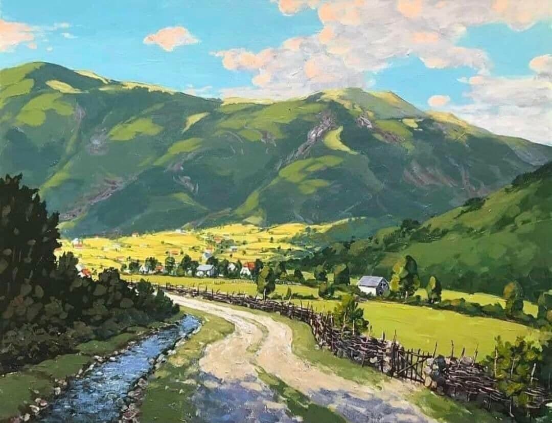 Hiker walking through Grebaje Valley in Prokletije National Park close to Vusanje village