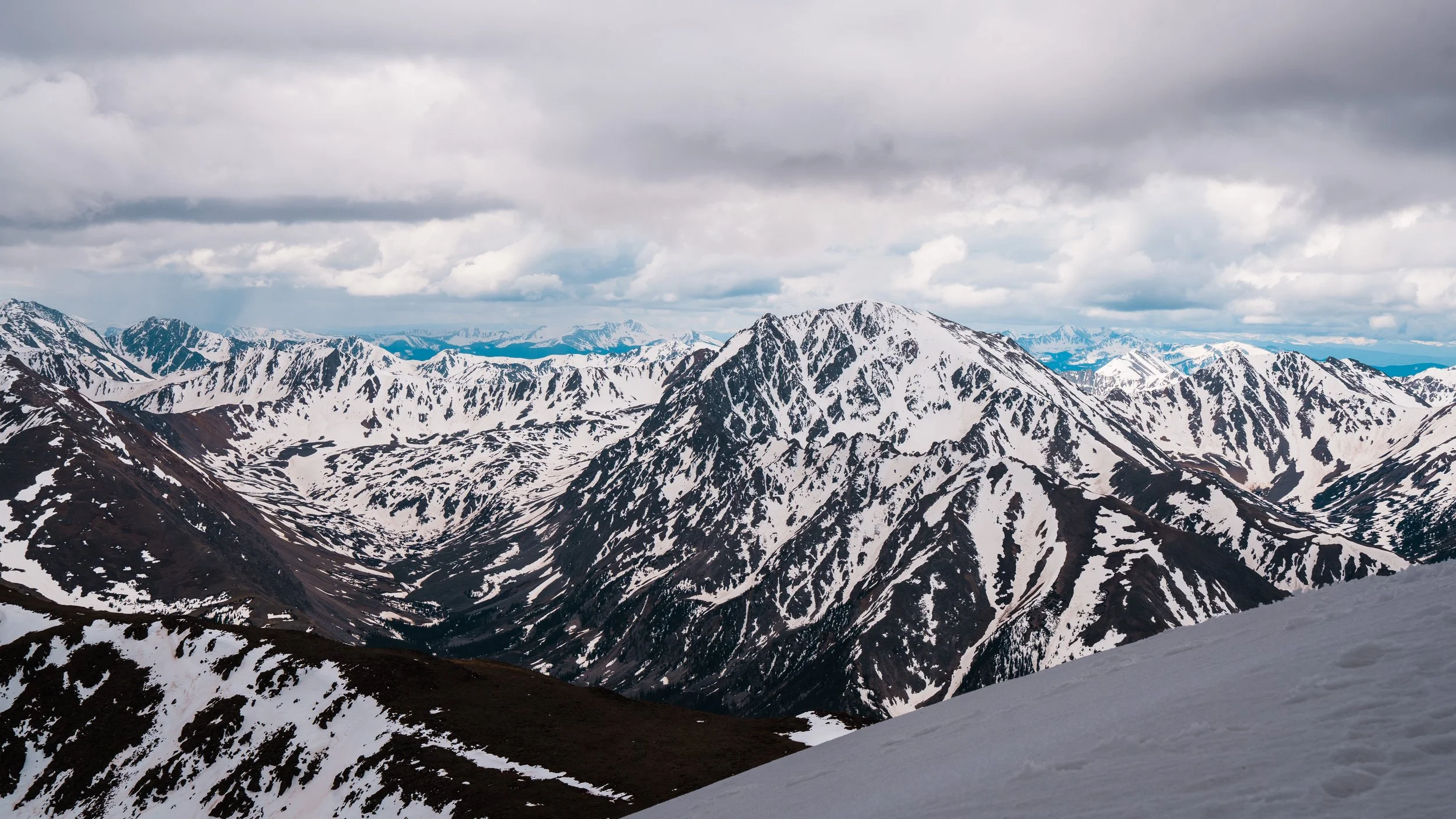 Summit view from Mount Elbert overlooking the Sawatch Range in Colorado