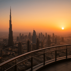 Dubai skyline at sunset showing ideal weather conditions during the best time to visit the city